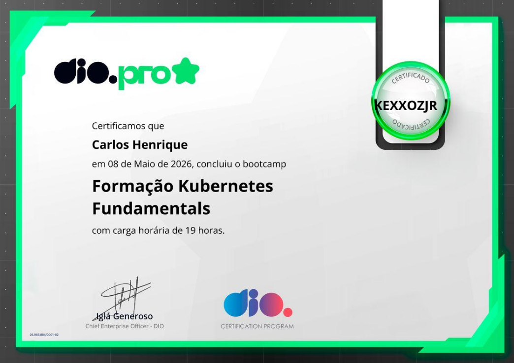 Miniatura do certificado de Kubernetes
