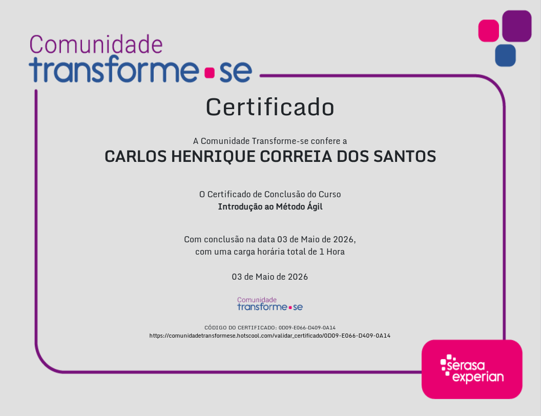 Miniatura do certificado de Agile
