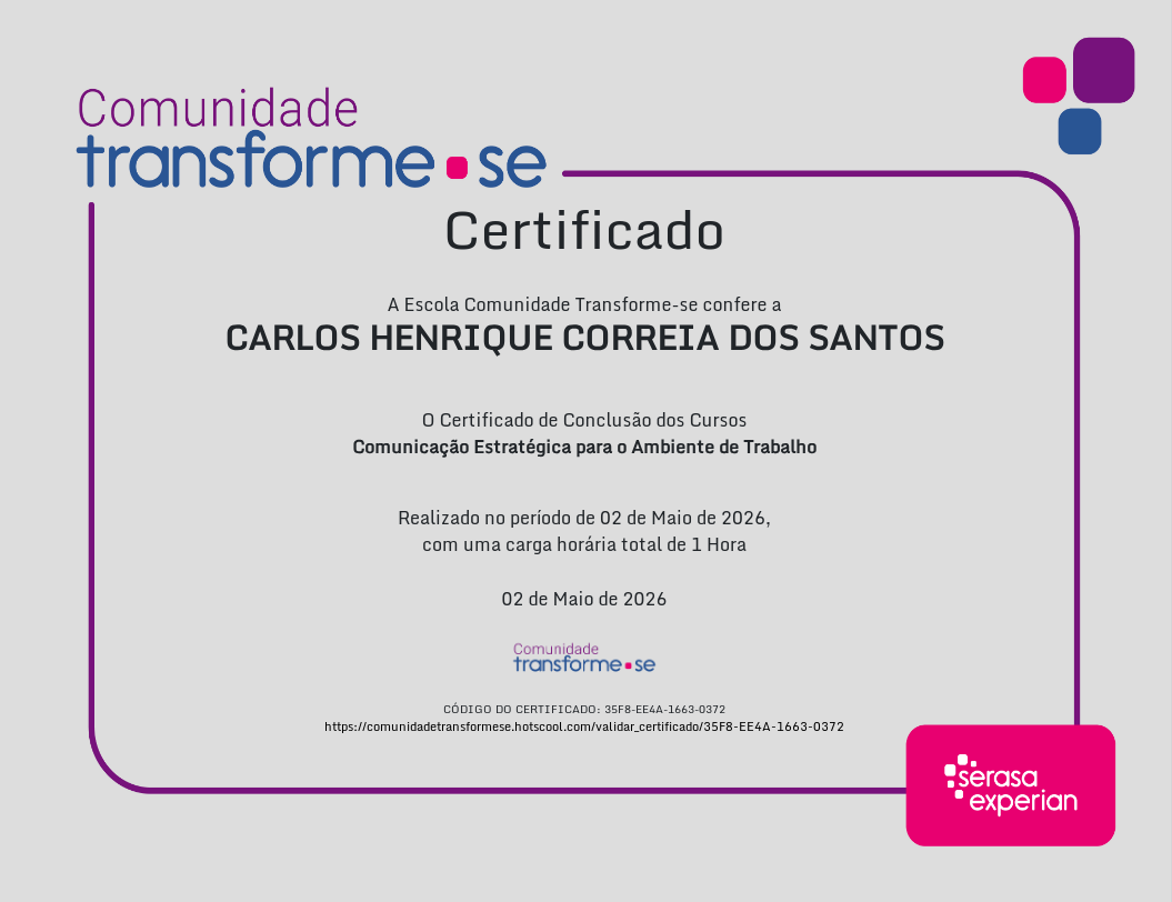Miniatura do certificado de comunicação